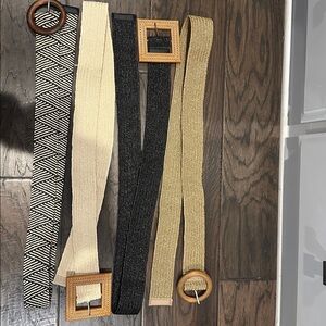 Set of Four Stylish Belts with Wooden Buckles